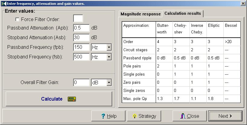 Calculation results